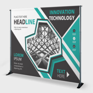 8'H x 8'W Backdrop Stand With Custom Printed Banner
