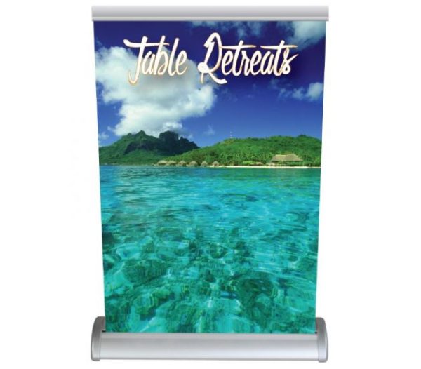 17"H x 11.75"W Deluxe Retractable Table Top Banner Stand Sign - Image 2